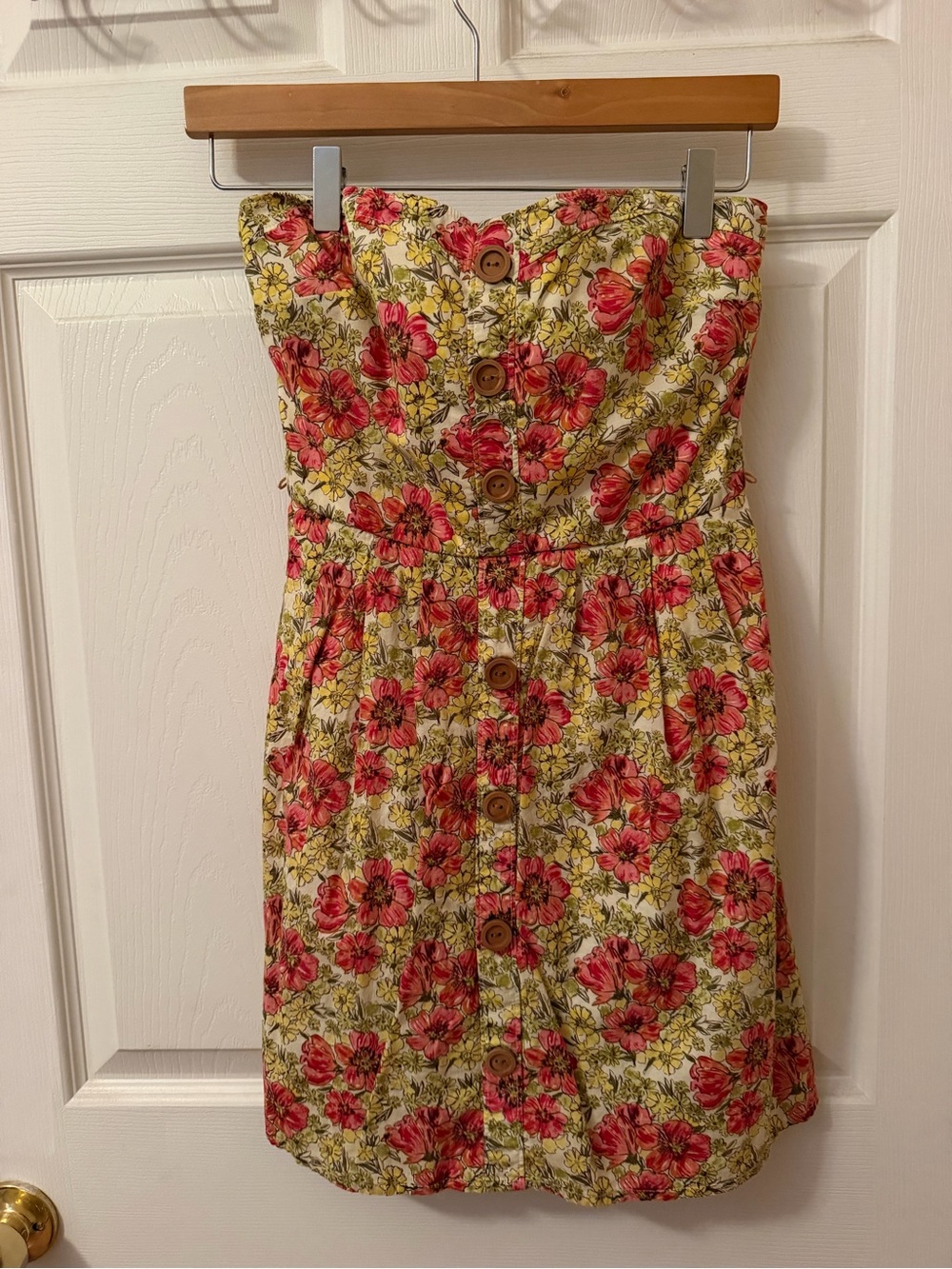 City Triangles Strapless Floral Sundress in Pink & Yellow